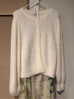 Old Navy Cream Fuzzy Button-Up Cardigan